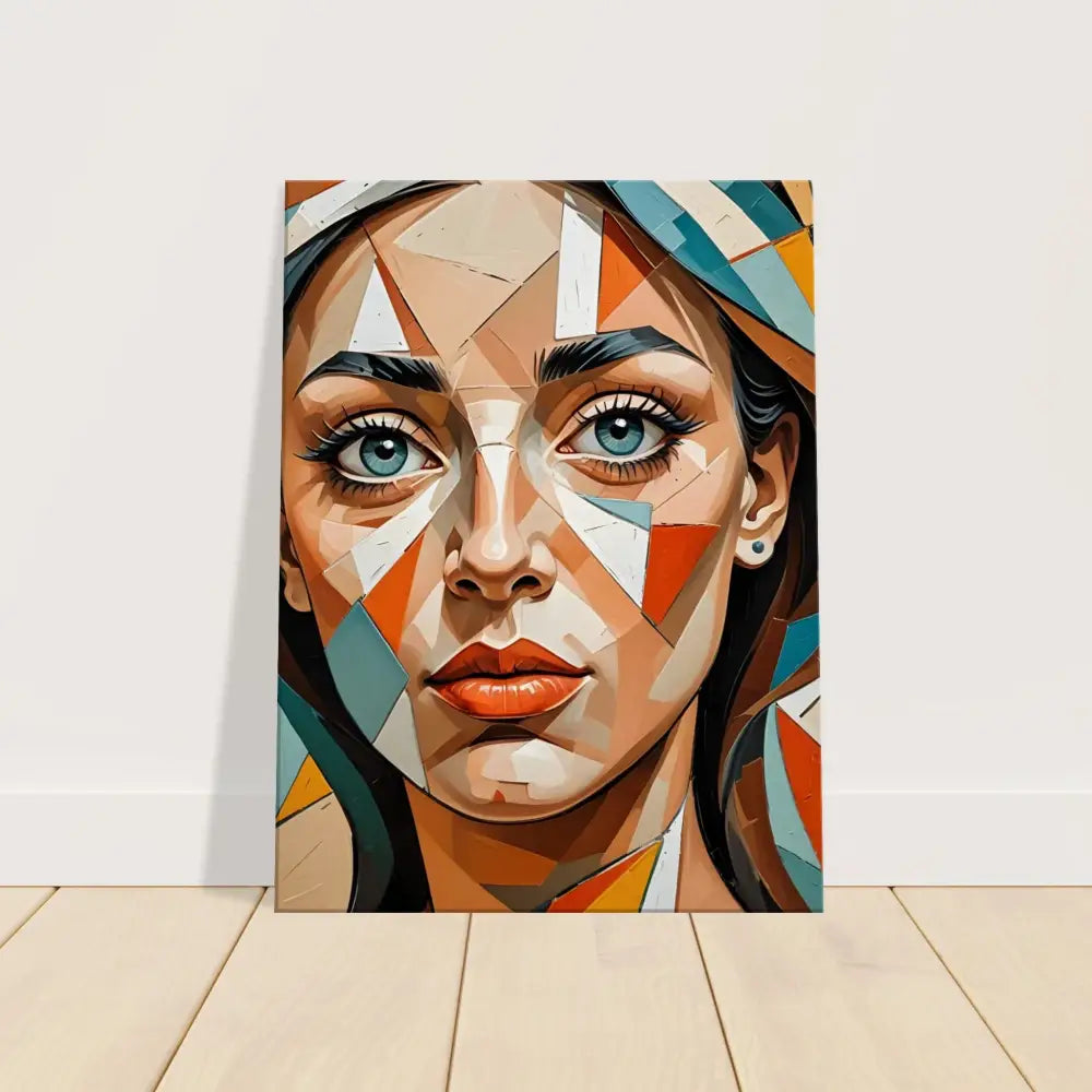 Geometric portrait of a woman on PixiOnyx Dreamscape Canvas for modern home decor