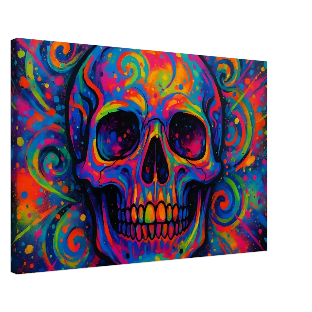 Colorful skull painting on Canvas Psychedelic Skull Eruption PixiOnyx Urban Canvas Dream