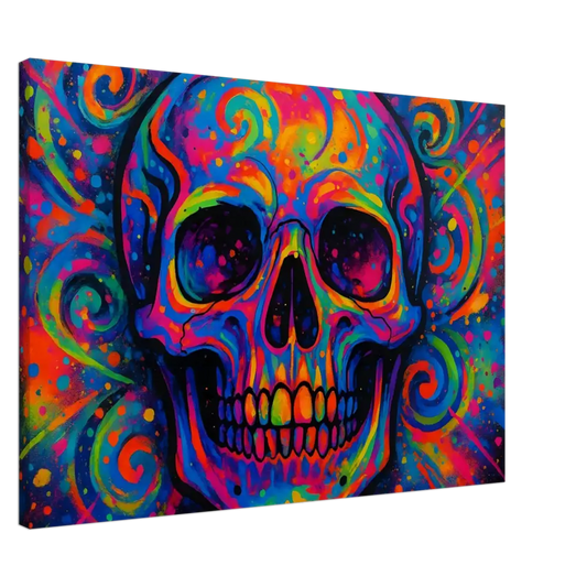 Colorful skull painting on Canvas Psychedelic Skull Eruption by PixiOnyx Urban Canvas Dream