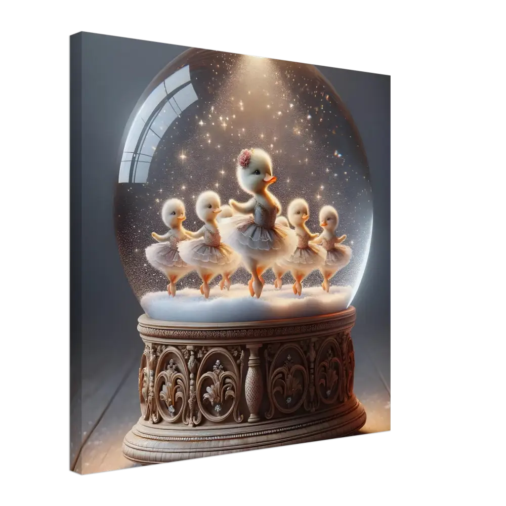 Duckling ballerina snow globe from Canvas Snow Globe Ballerinas PixiOnyx Whimsical Winter Print