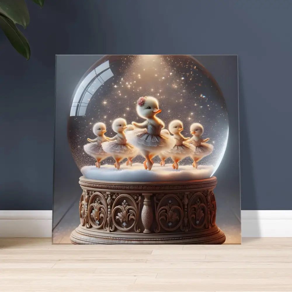 Duckling ballerina snow globe from Canvas – Snow Globe Ballerinas by PixiOnyx Whimsical Winter Print