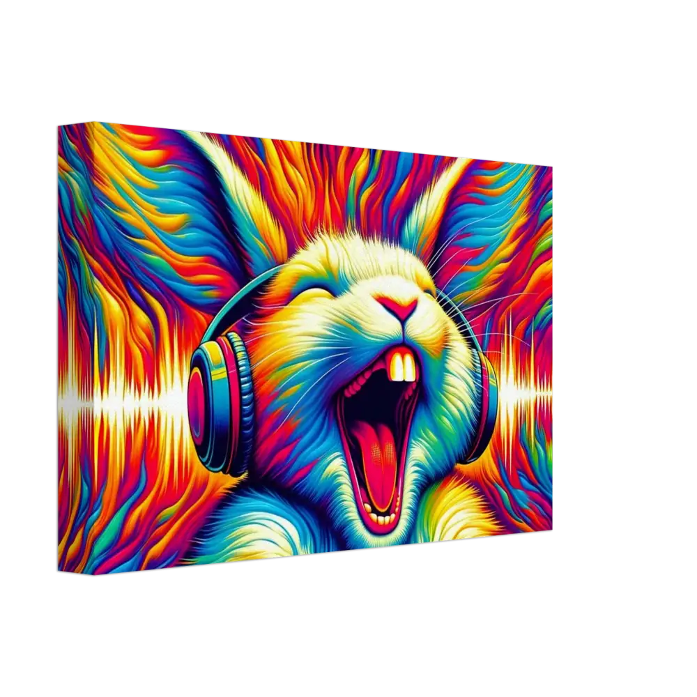 Colorful rabbit with headphones from Canvas Sonic Scream Psycho Cottontail Quartet PixiOnyx