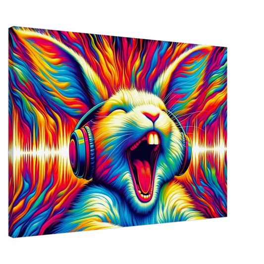 Colorful rabbit with headphones from Canvas Sonic Scream Psycho Cottontail Quartet PixiOnyx