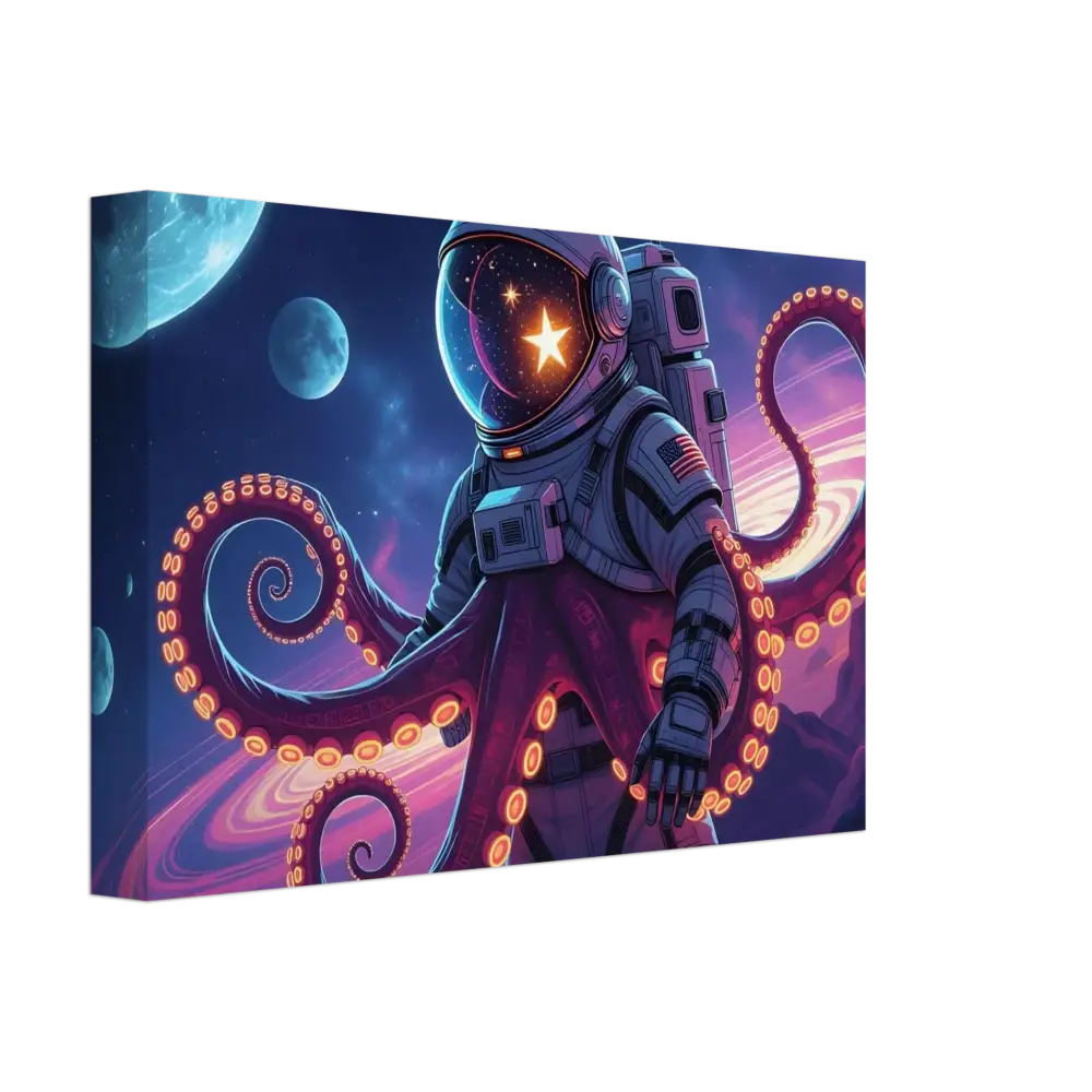 Astronaut octopus canvas print from PixiOnyx Galactic Surreal Wrap collection