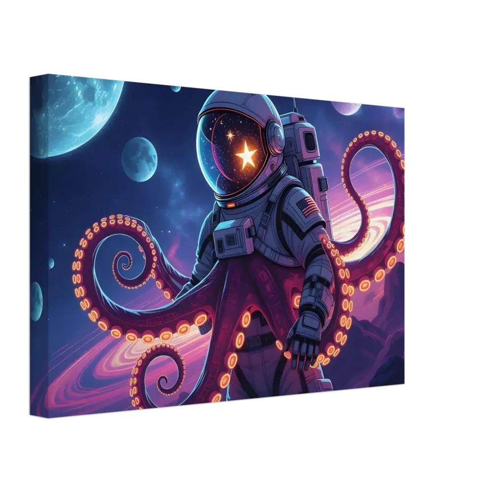 Astronaut with octopus tentacles floating in space for Canvas Space Octonaut PixiOnyx