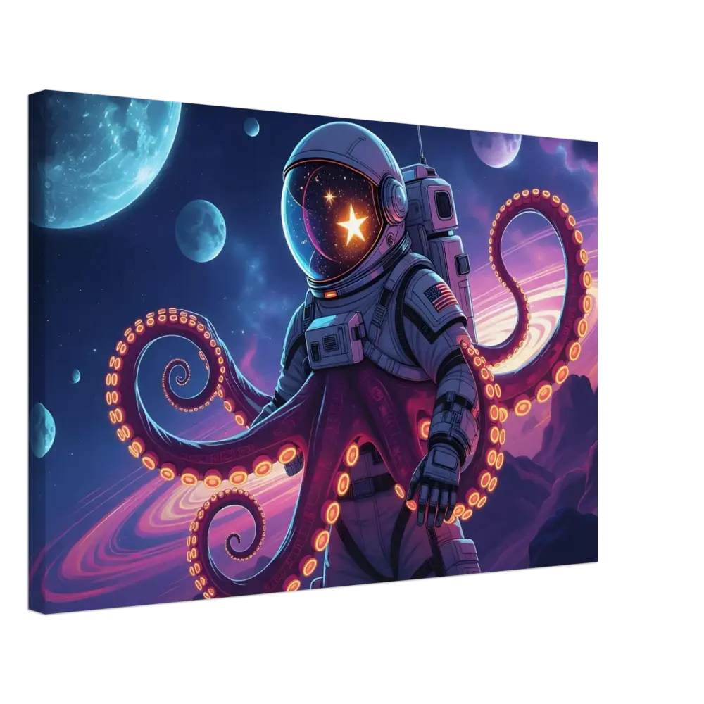 Astronaut with octopus tentacles on Canvas Space Octonaut PixiOnyx Galactic Surreal Wrap