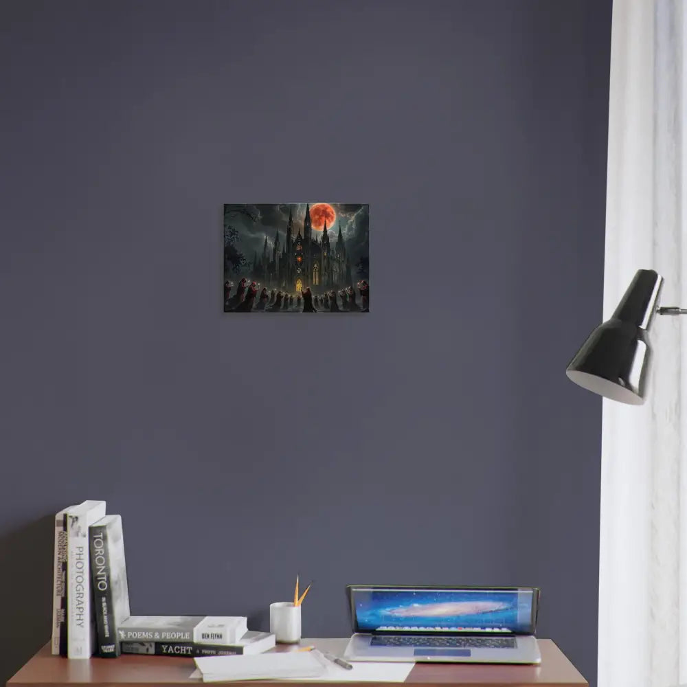 Gothic castle under a blood moon in Canvas – The Crimson Liturgy PixiOnyx Ritual Dreamscape Edition