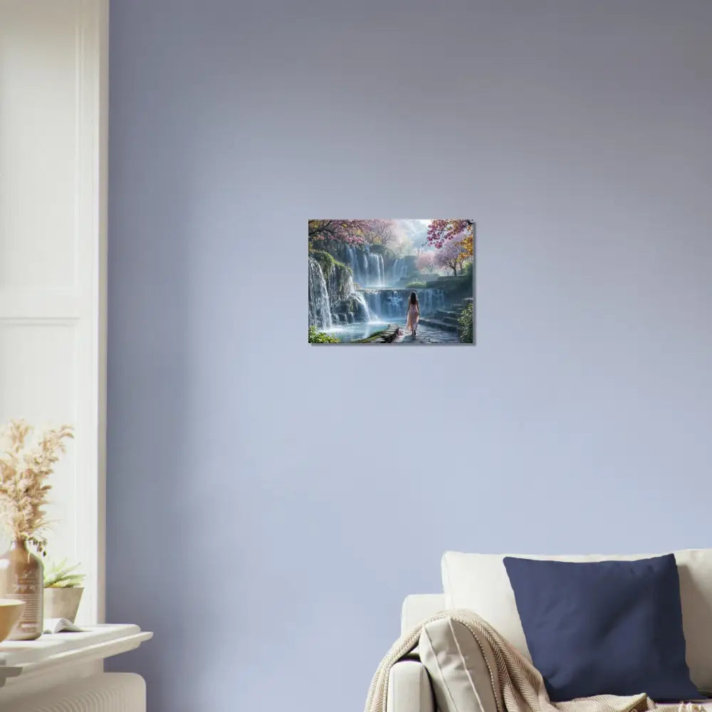 Serene Waterfall Scene Wall Art Canvas The Waterfall Orchard PixiOnyx Print