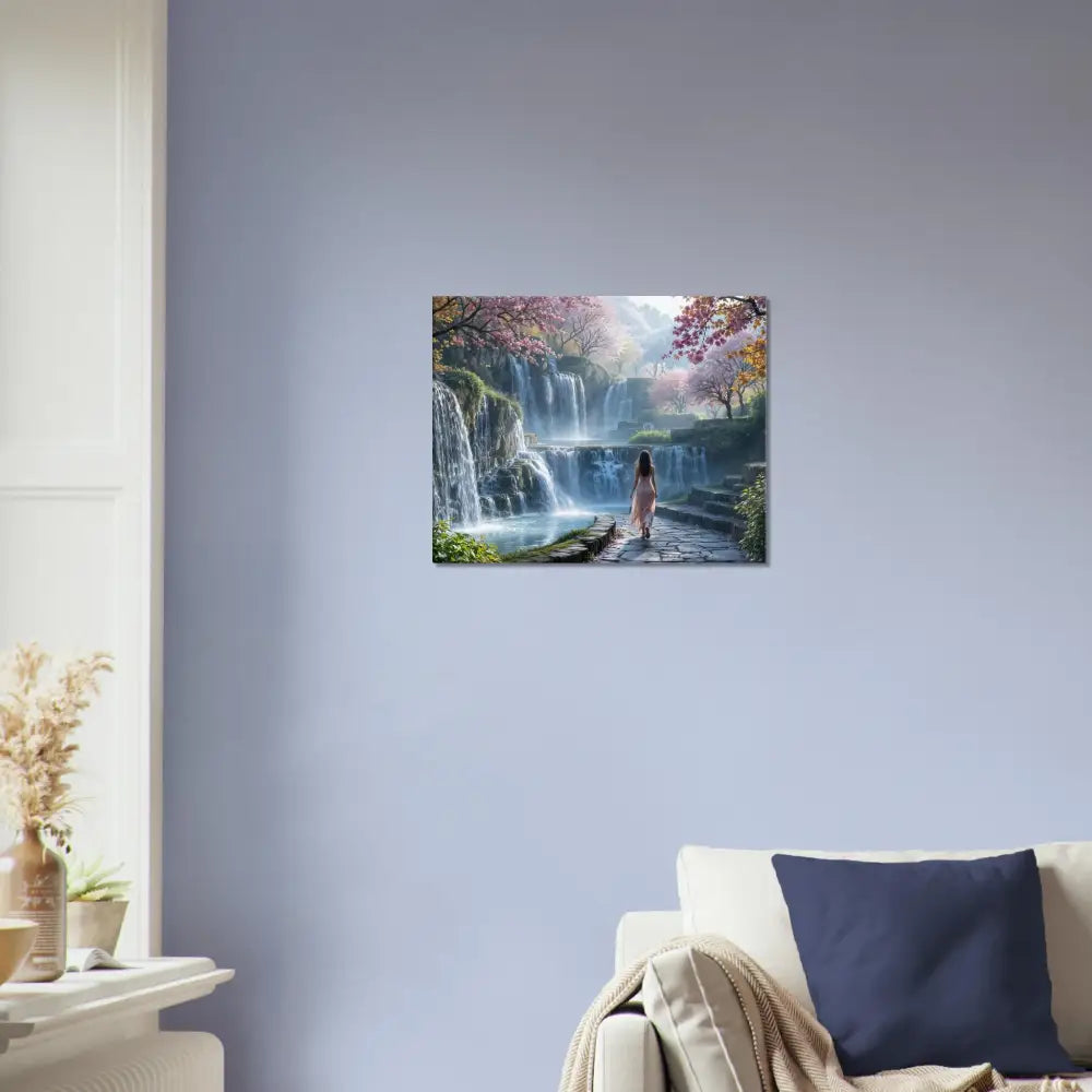 Waterfall landscape wall art Canvas The Waterfall Orchard PixiOnyx Serene Scene Print