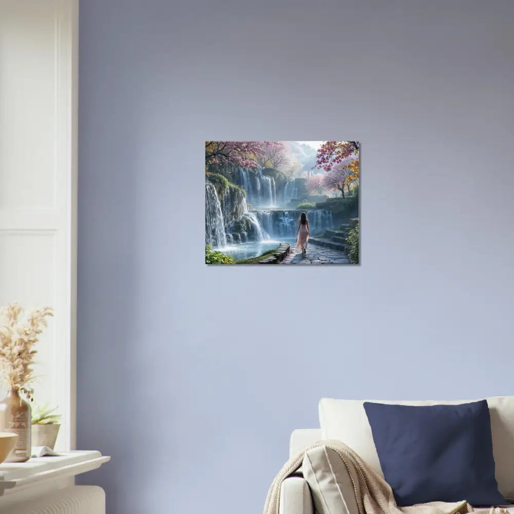 Waterfall scene wall art Canvas The Waterfall Orchard PixiOnyx Serene Scene Print