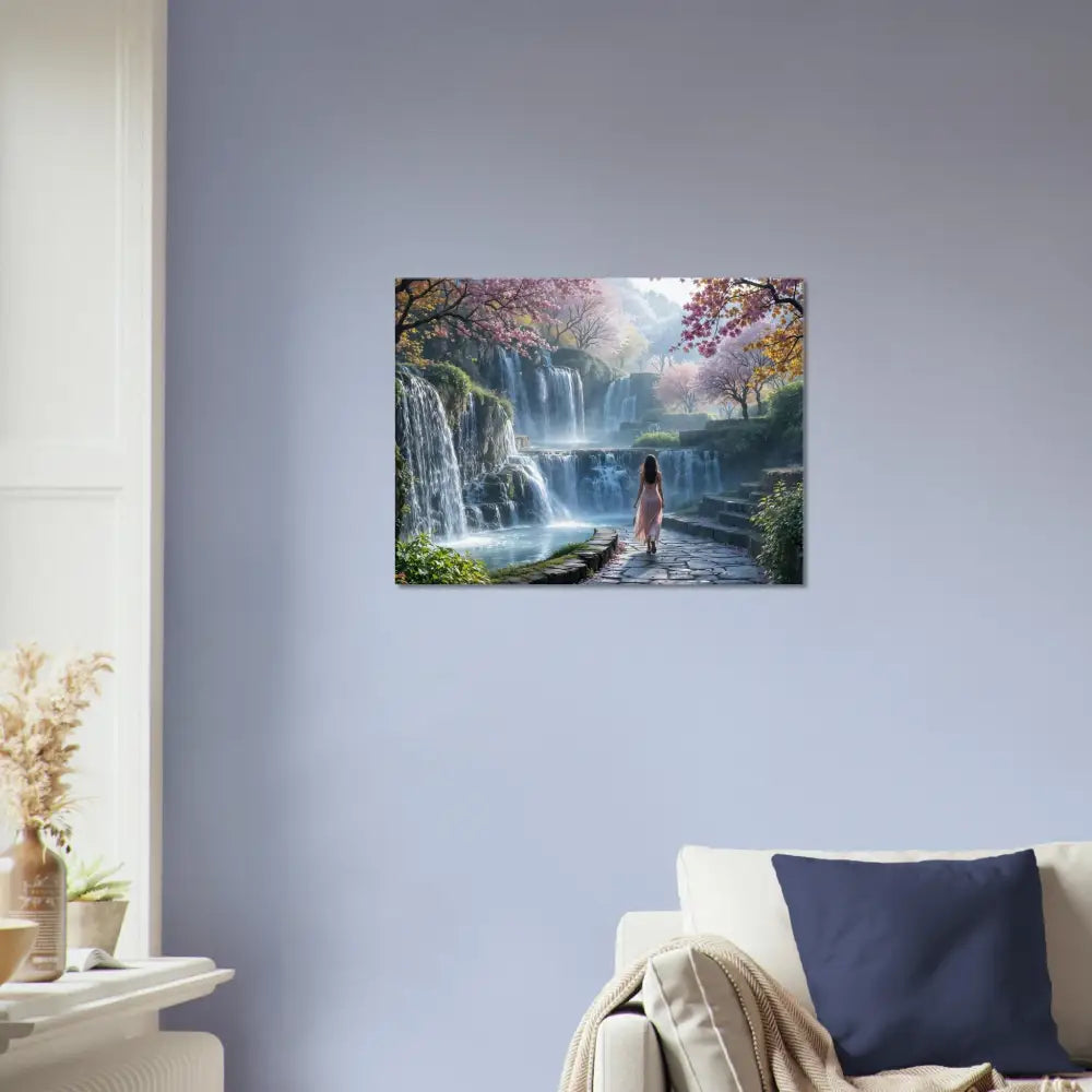 Waterfall Landscape Wall Art Canvas The Waterfall Orchard PixiOnyx Serene Scene Print