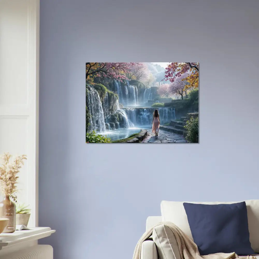Waterfall landscape wall art Canvas The Waterfall Orchard PixiOnyx Serene Scene Print