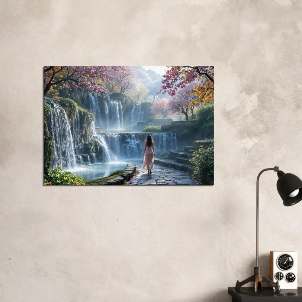 Waterfall landscape wall art for Canvas The Waterfall Orchard PixiOnyx Serene Scene Print