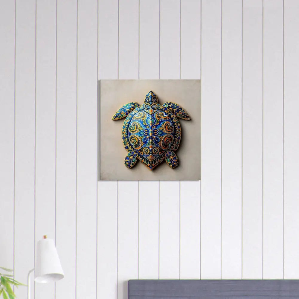 Ornate turtle wall art piece from PixiOnyx Kaleidoscopic Totem Canvas collection