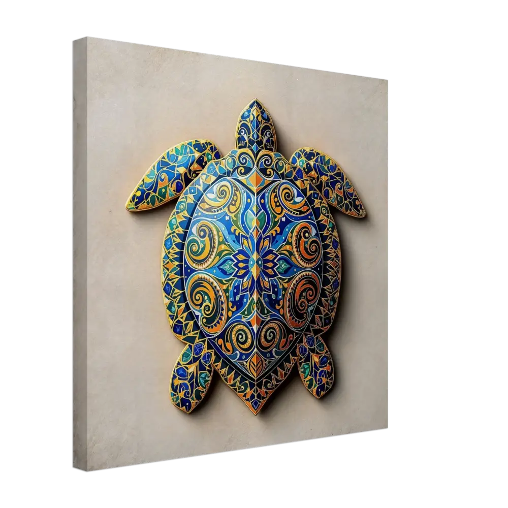 Ornate turtle wall art canvas titled Turtle Sigil Shell of Patterns by PixiOnyx