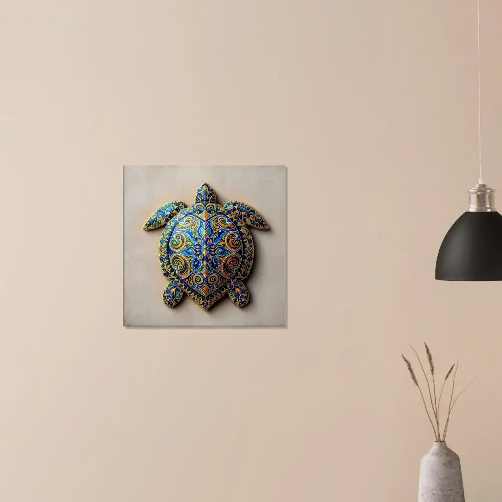 Ornate turtle wall art on Canvas Turtle Sigil Shell of Patterns by PixiOnyx