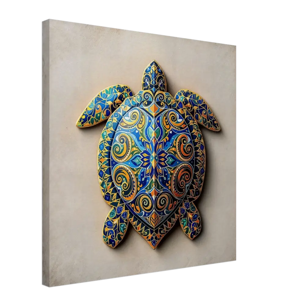 Colorful ornate turtle wall art on Canvas Turtle Sigil Shell of Patterns PixiOnyx