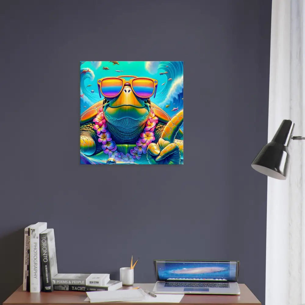 Framed turtle art displayed on Canvas Turtle-y Misunderstood Bro PixiOnyx Vibe Art Panel