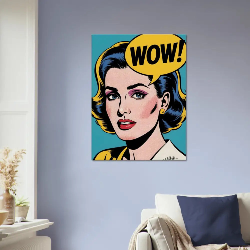 Pop art woman with WOW speech bubble on Canvas WOW Factor PixiOnyx Retro Pop Expression