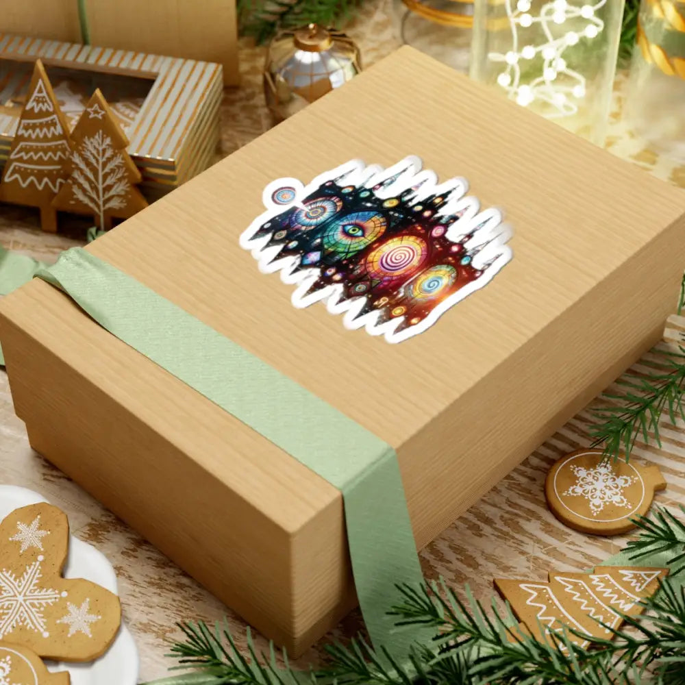 Festive gift box with sticker for Cathedral of Light Cosmic Vision Kiss-Cut Sticker PixiOnyx