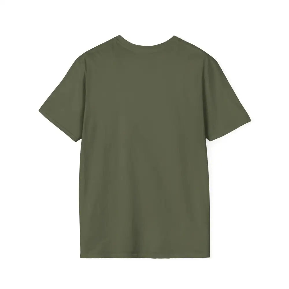 Olive green unisex softstyle short-sleeve T-shirt with crew neck, low heat care instructions