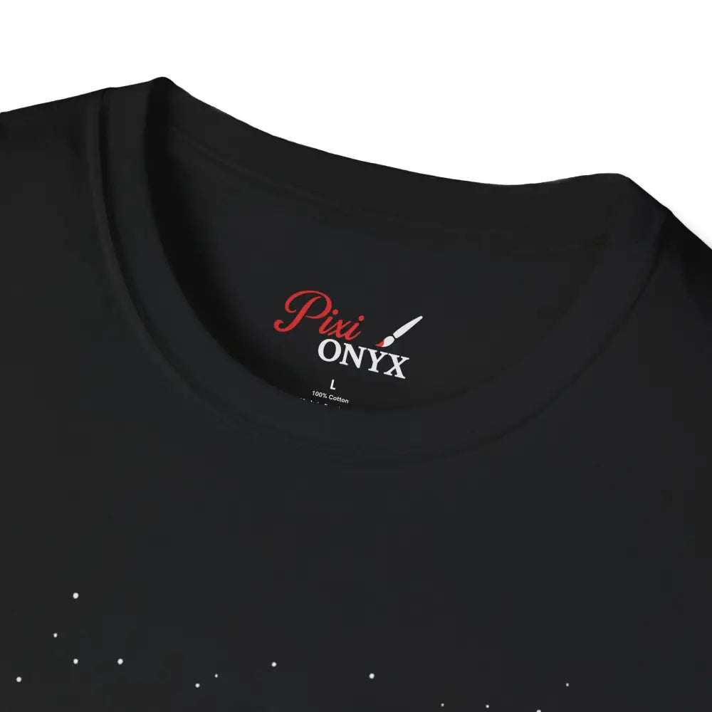 Black crew-neck T-shirt with a white size tag featuring a stunning constellation design Star Lover Tee