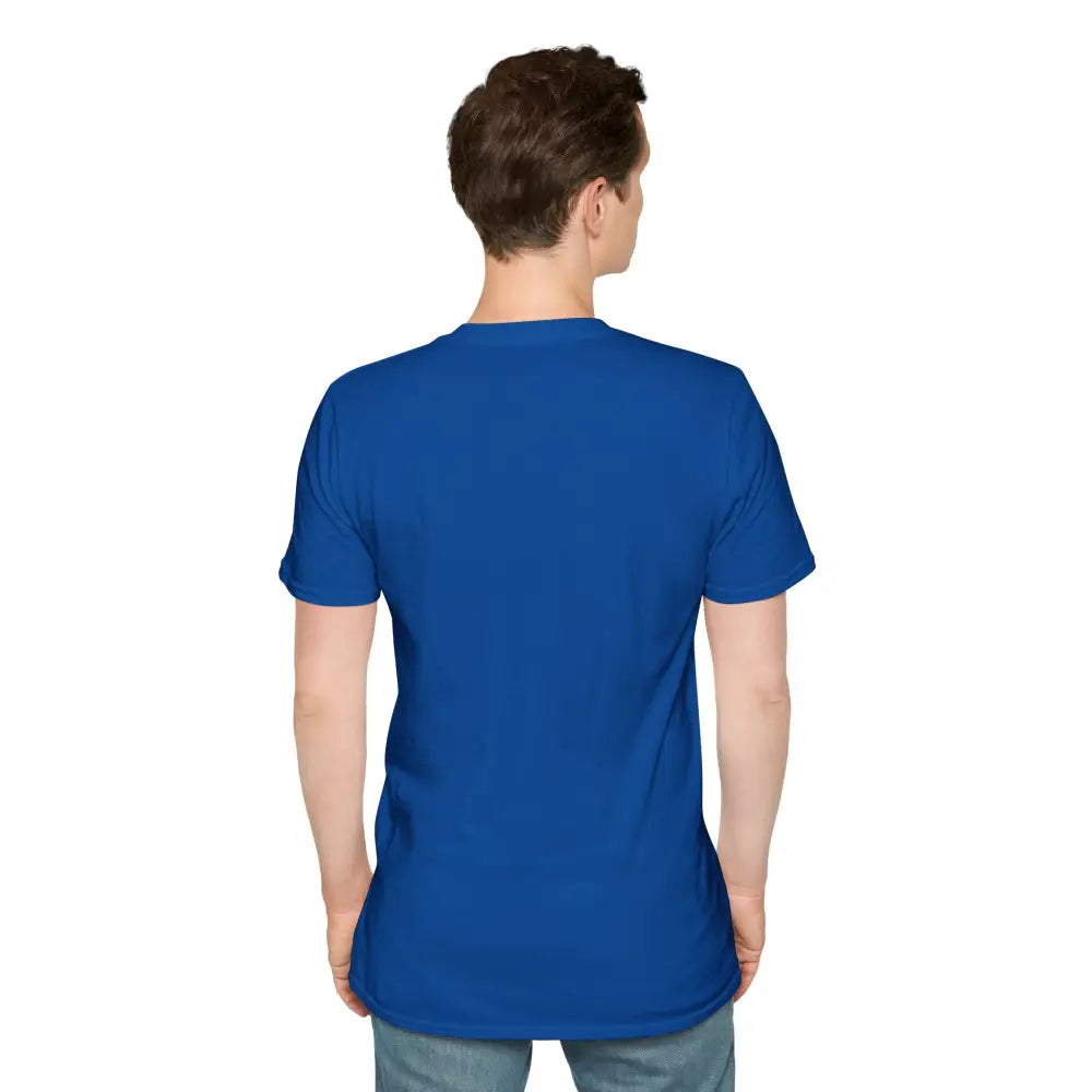 Man wearing a plain royal blue star lover tee with stunning constellation design