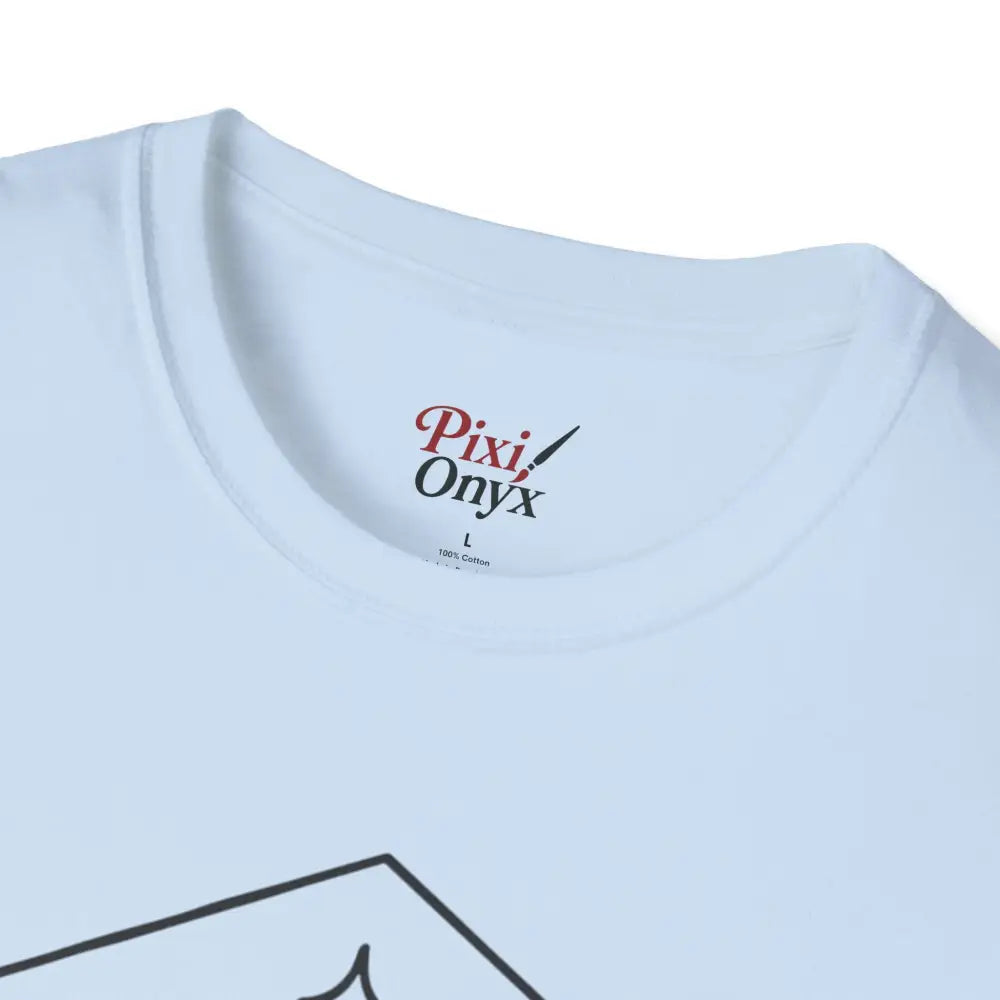 White crew-neck T-shirt with printed neck label, perfect for astrology and boho chic fashion