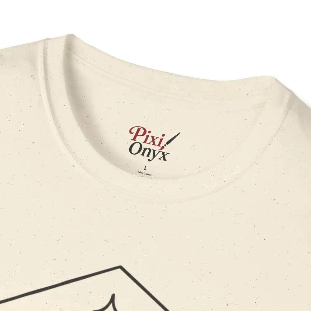 Cream-colored crewneck T-shirt with printed neck label, ideal for astrology lovers, low heat care