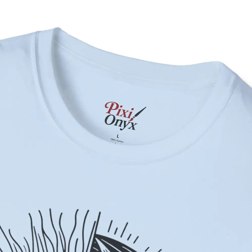 White unisex softstyle t-shirt with printed ribbed collar and seamless design for astrology lovers