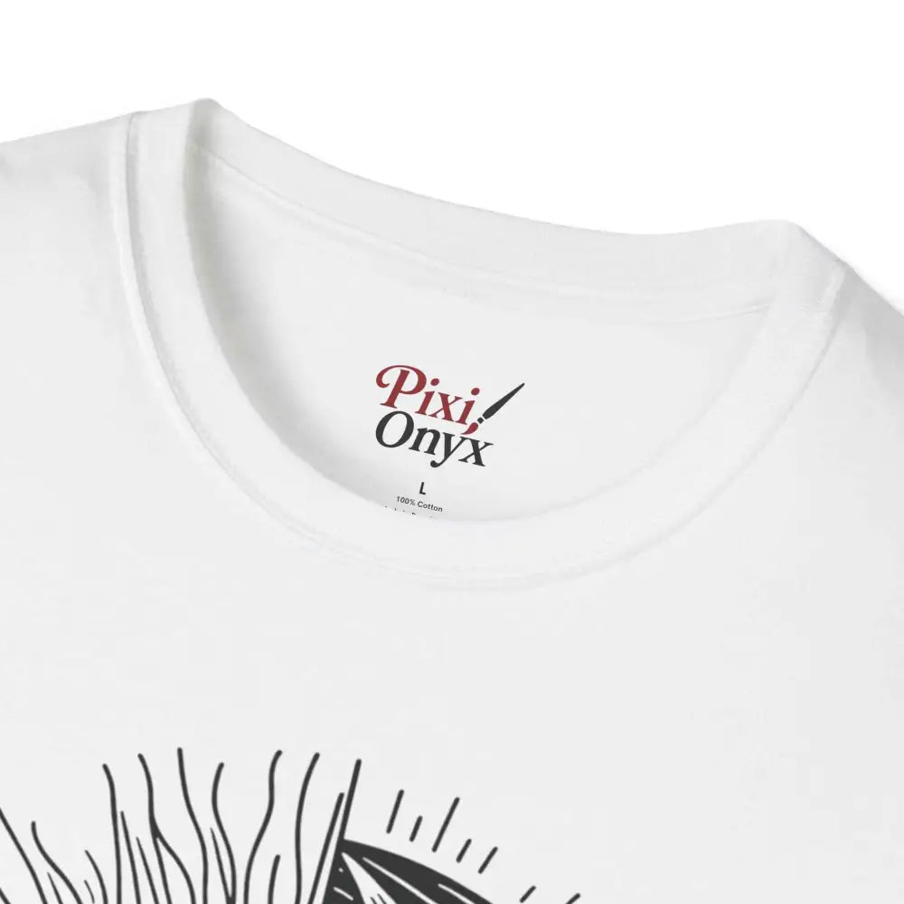 White unisex softstyle T-shirt with ribbed collar retains seamless design for astrology lovers