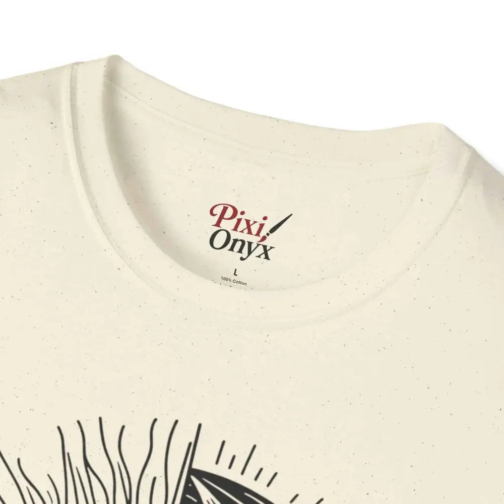 Cream-colored unisex softstyle t-shirt with a Pixi Onyx label and seamless design