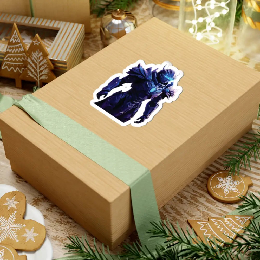Wrapped gift box sticker from Celestial Vanguard Futuristic Armor Kiss-Cut Decal
