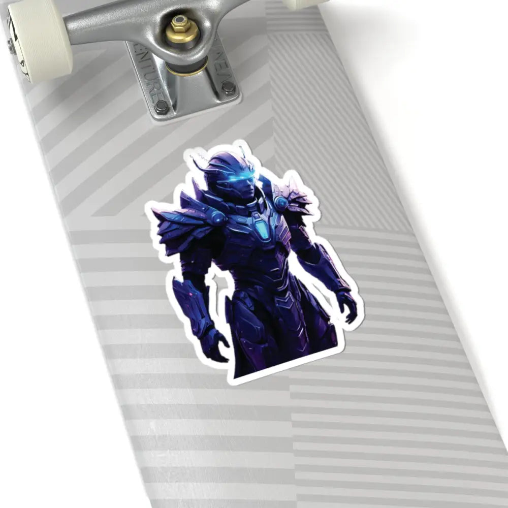 Blue armored warrior sticker from Celestial Vanguard futuristic armor PixiOnyx vinyl decal