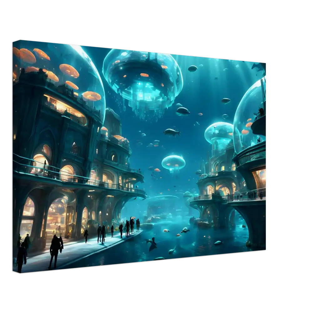 Underwater City Canvas Print for Coral Tech Haven Dreamcore Wall Art by PixiOnyx