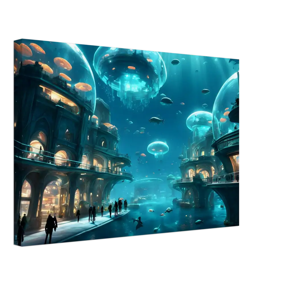 Underwater city scene on Canvas for Coral Tech Haven Dreamcore Wall Art