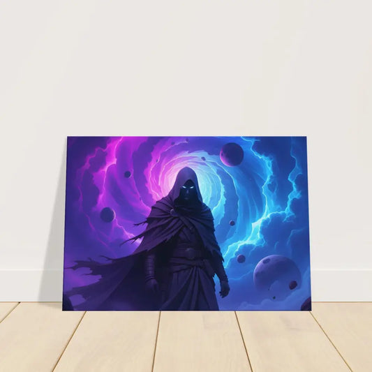 Hooded figure canvas art titled Cloaked Figure Canvas – Voidwalker’s Gate at PixiOnyx Gallery Wrap