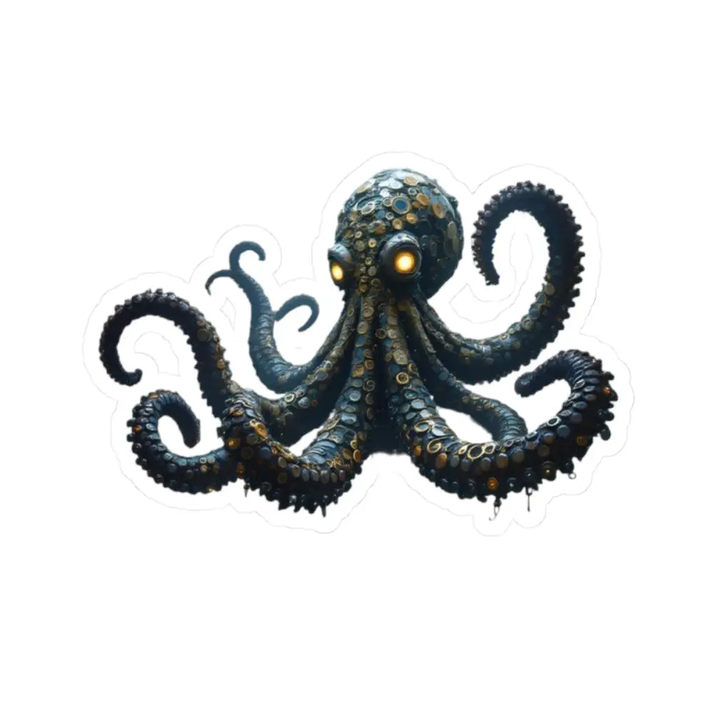Steampunk-style octopus with glowing eyes on Clocktopus Sticker PixiOnyx vinyl