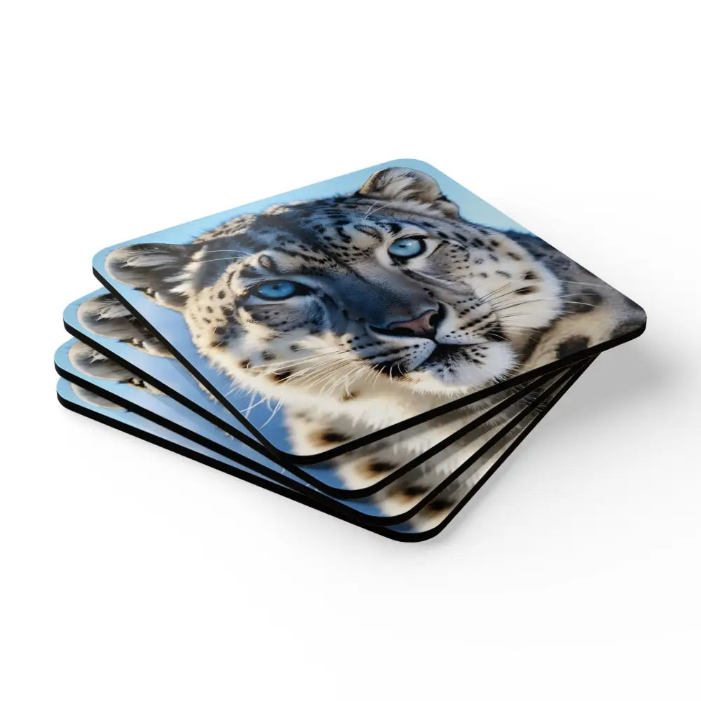 Snow Leopard Glacier Gaze Coaster Set from PixiOnyx Arctic Pulse Series