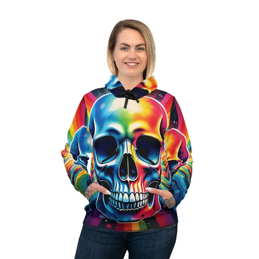 Colorful skull hoodie from Rainbow Streetwear Statement collection by PixiOnyx Athletic Apparel