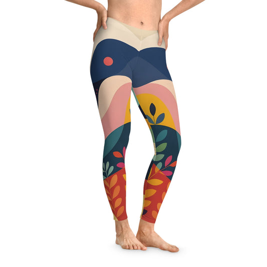 Colorful women’s floral patterned leggings from PixiOnyx Statement Fit activewear