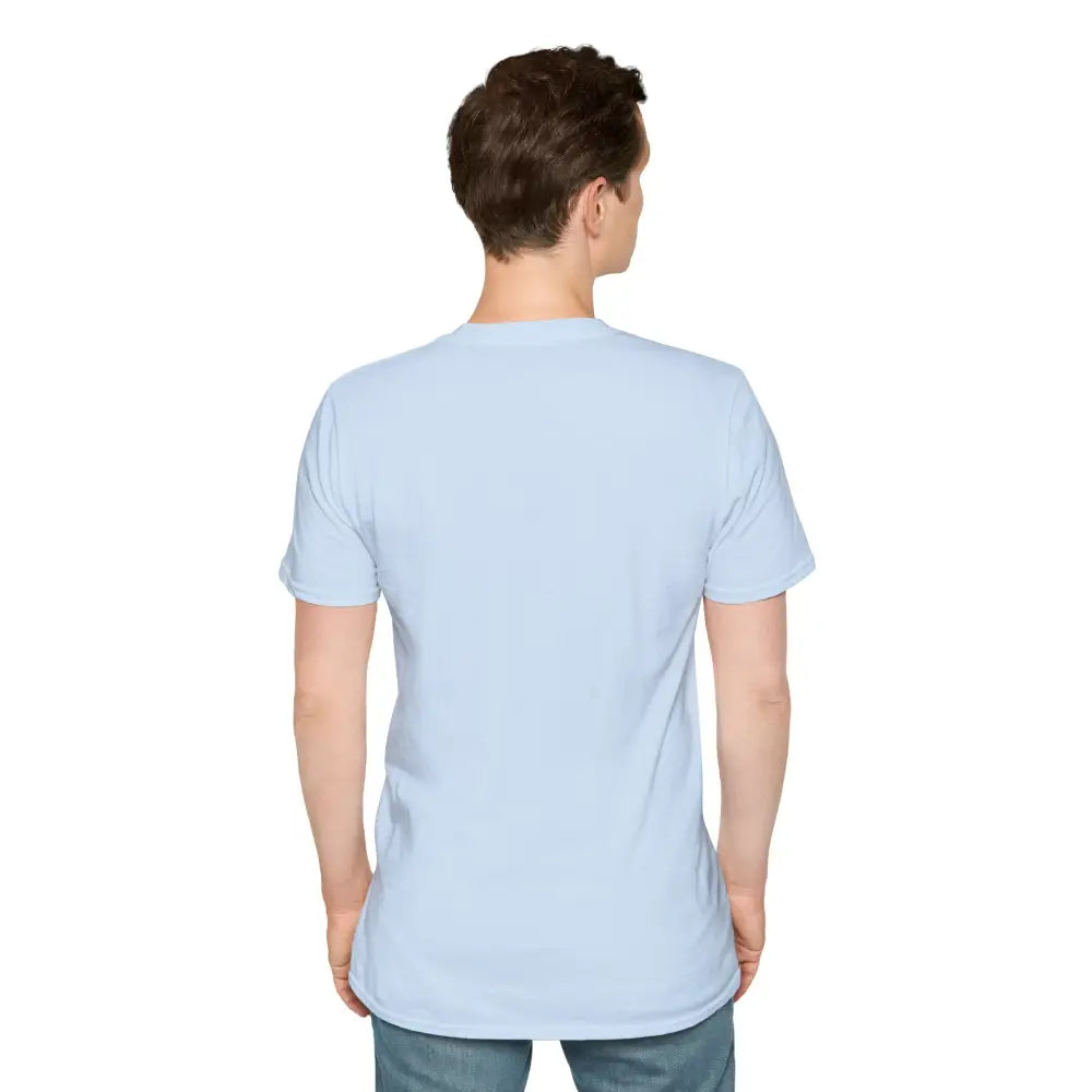 Light blue short-sleeved ring-spun cotton T-shirt for outdoor activities and travel