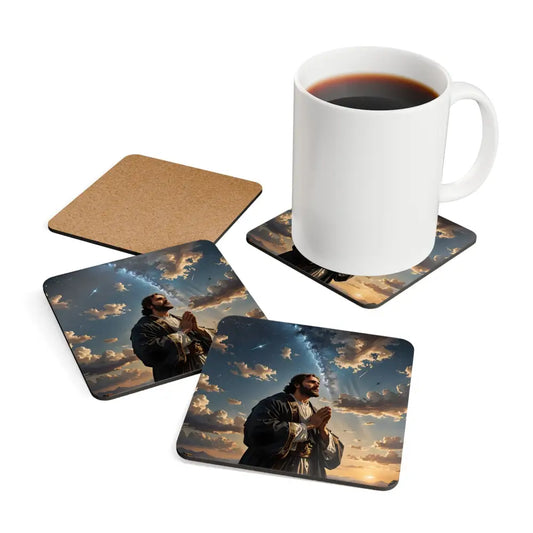 Cork coaster set with religious imagery from PixiOnyx Divine Reflection Series