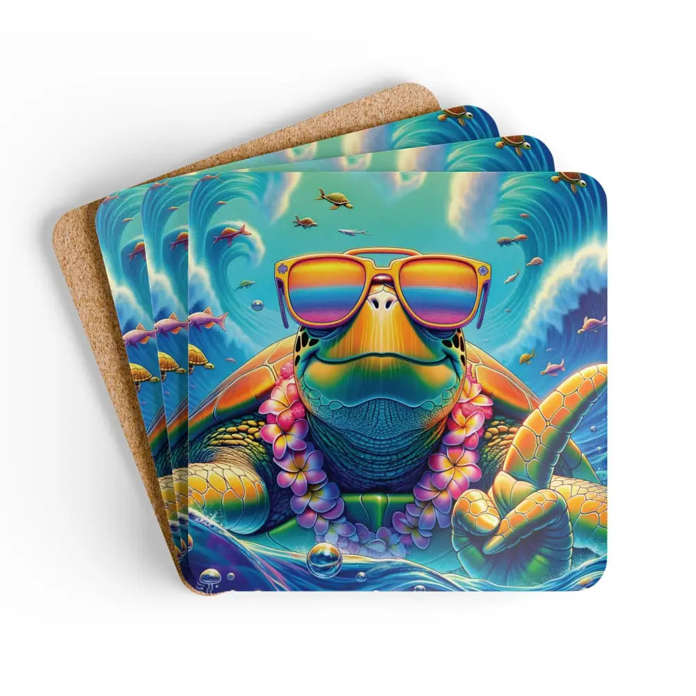 Colorful sea turtle coaster set channel beachy vibes vibed-out coaster set for ocean lovers