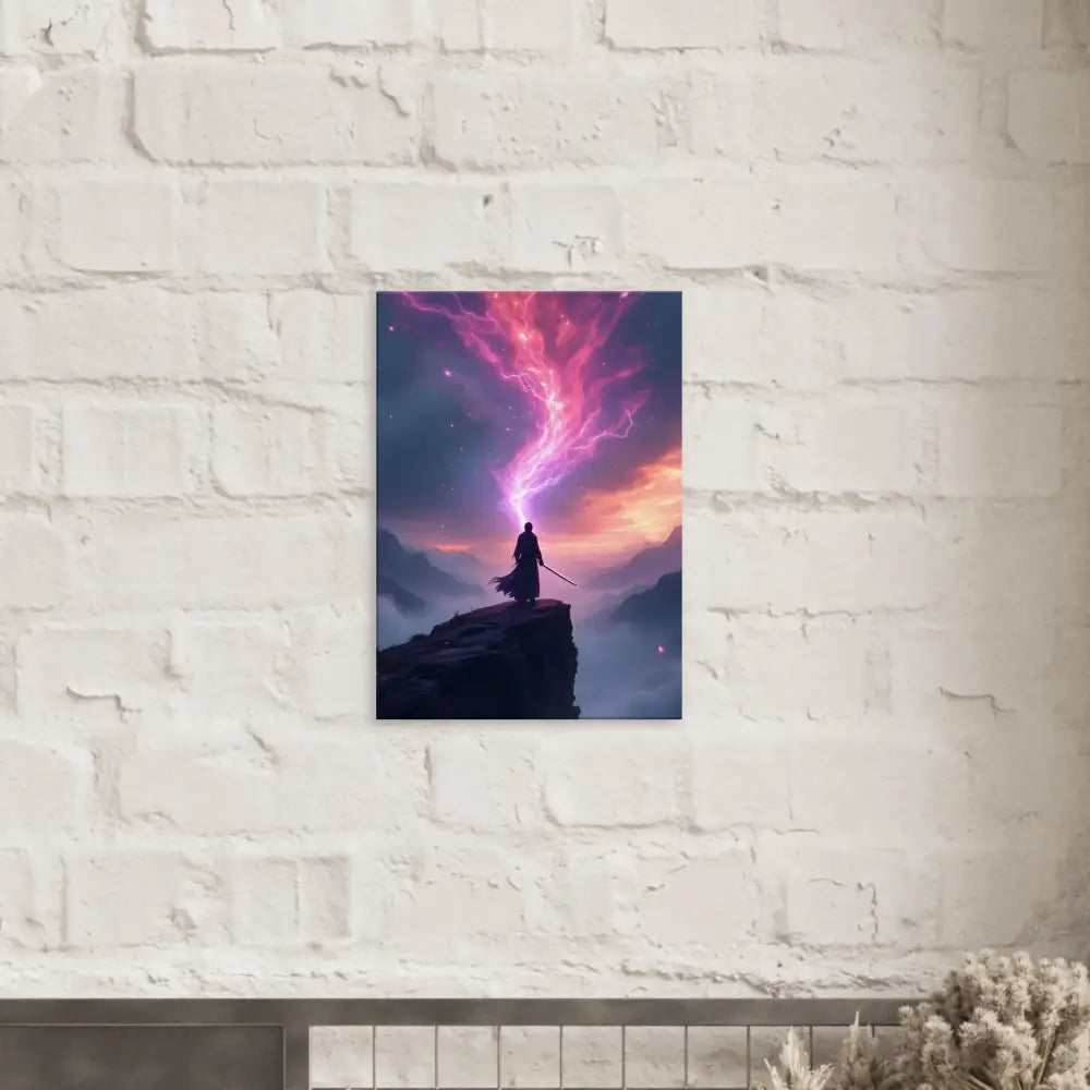 Fantasy warrior art print on Cosmic Cliff Canvas The Edge of Power PixiOnyx Fantasy Wall Display