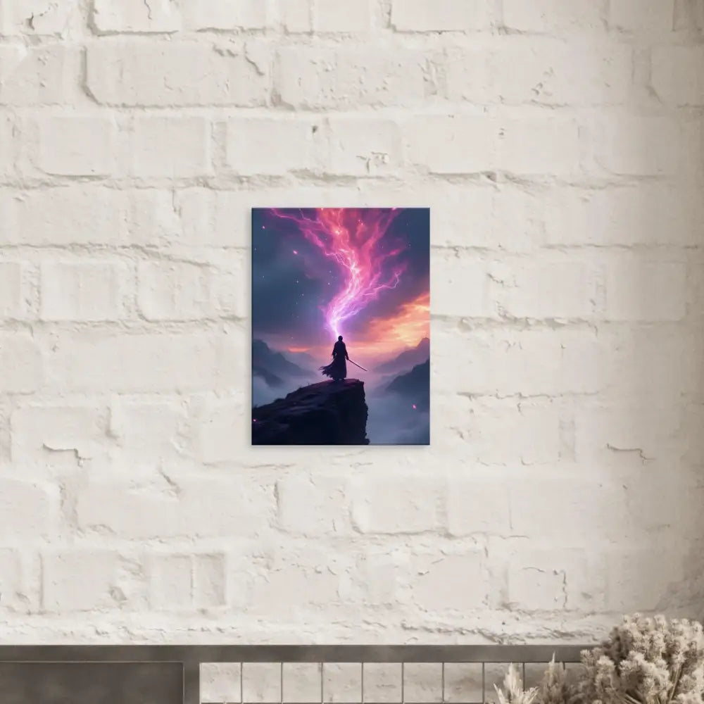 Fantasy warrior art print on Cosmic Cliff Canvas by PixiOnyx displaying powerful fantasy imagery