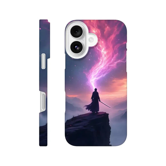 Cosmic Cliff iPhone Case with Samurai and Lightning Design PixiOnyx Slim Shell