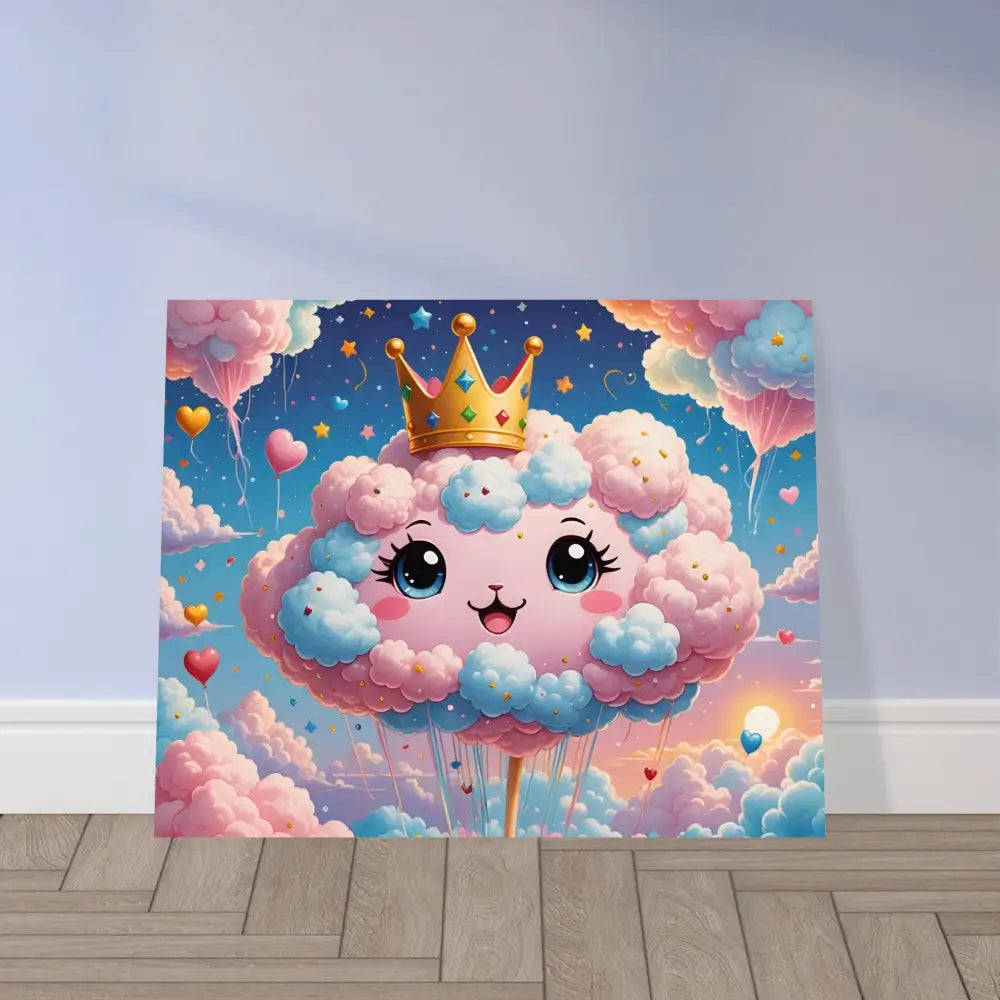 Whimsical cloud princess art on Cotton Candy Majesty Aluminum Wall Art with high gloss finish