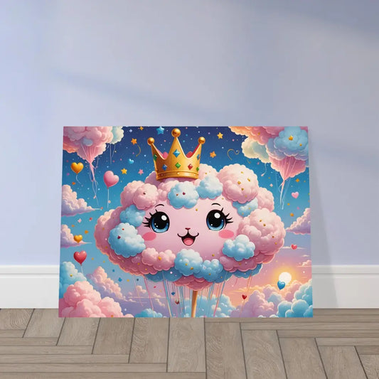 Colorful cartoon cloud princess art on high gloss Kawaii metal wall art by PixiOnyx