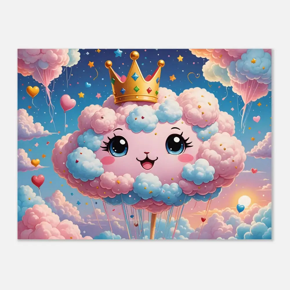 Cute cloud princess hot air balloon art on high gloss PixiOnyx metal wall decor